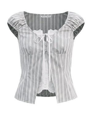 Plaid Lace Spliced Top and Skirt Set