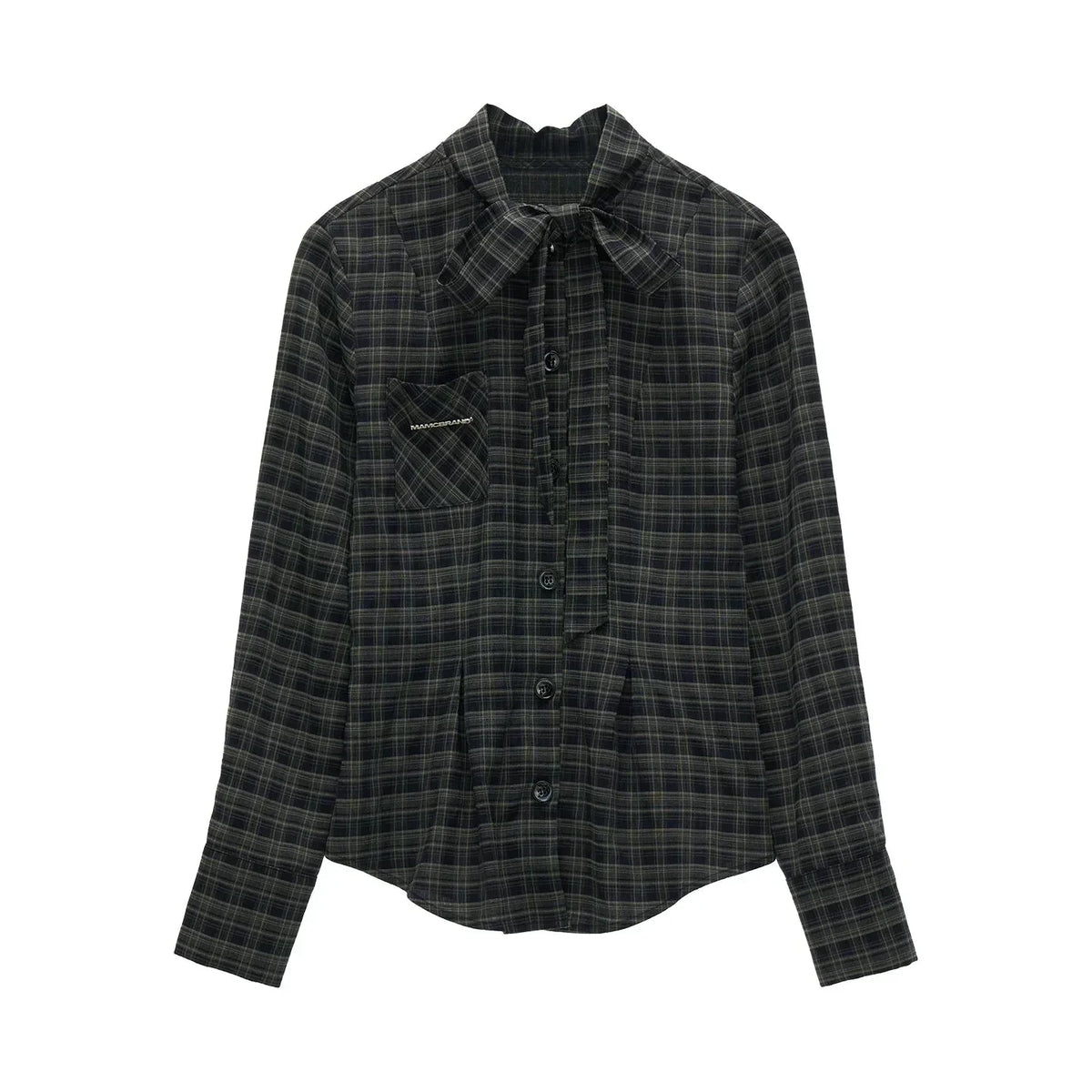 Plaid Lace-Up Blouse Set-Up