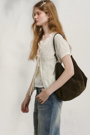Plaid Lace Vintage Blouse