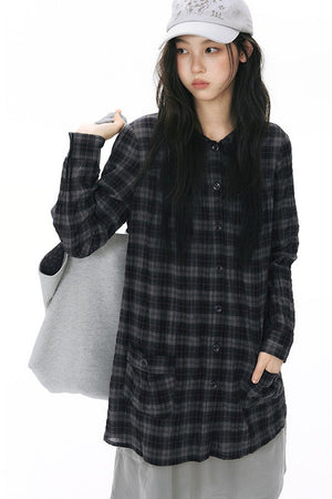Plaid Large Pocket Shirt