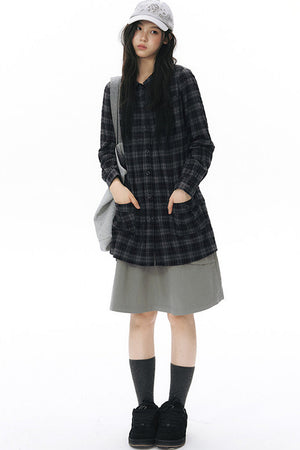Plaid Large Pocket Shirt
