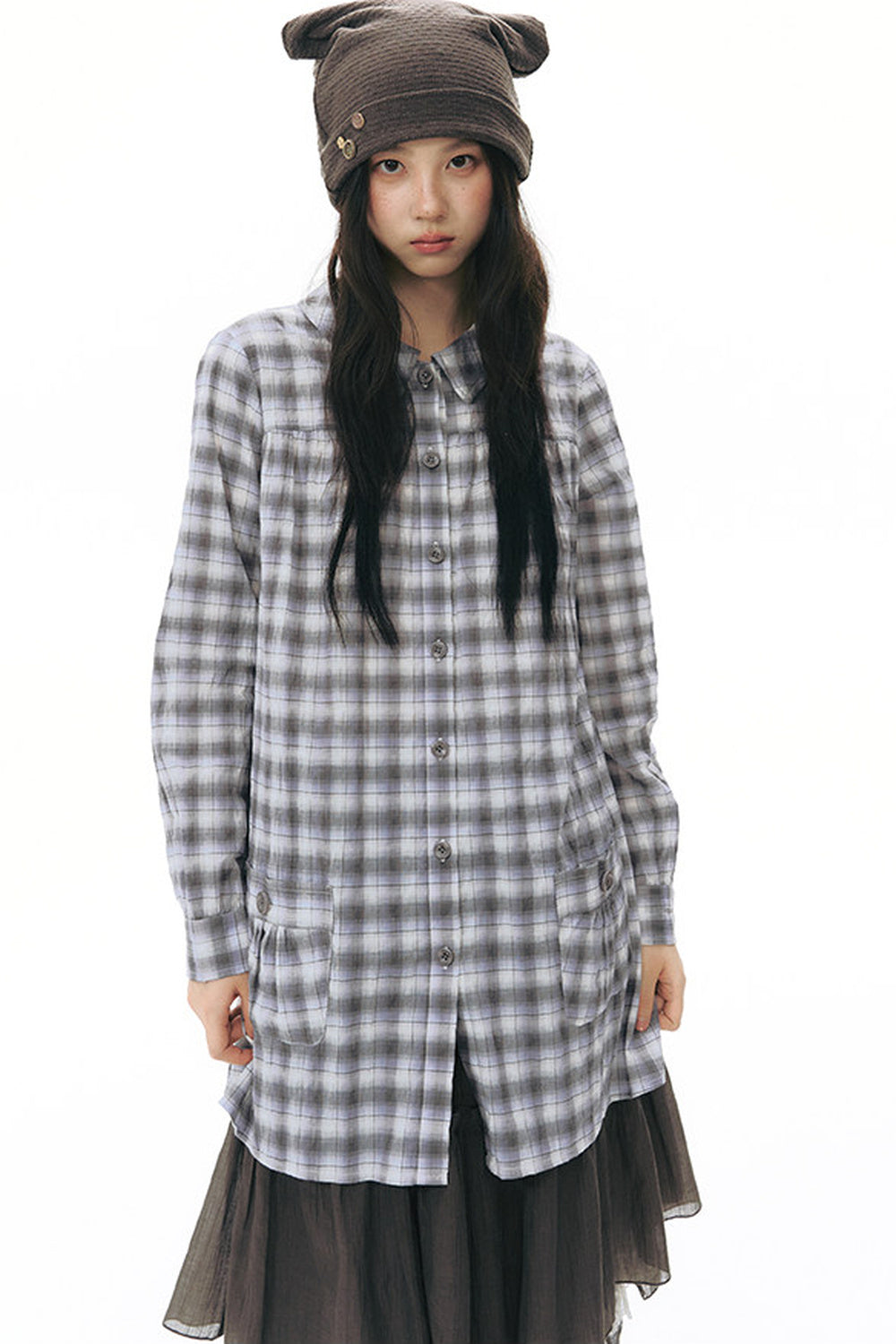 Plaid Large Pocket Shirt