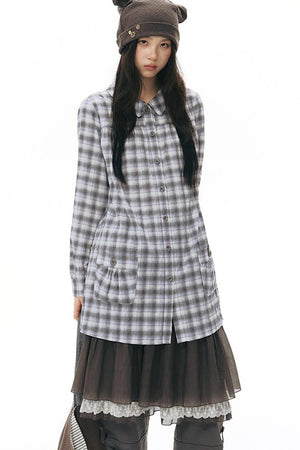 Plaid Large Pocket Shirt