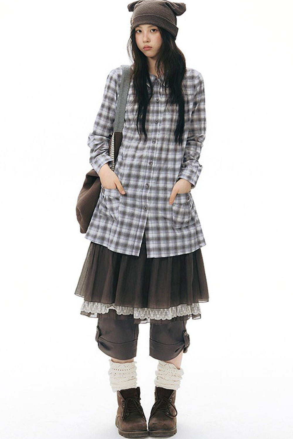Plaid Large Pocket Shirt