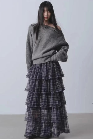 Plaid Mesh Patchwork Skirt