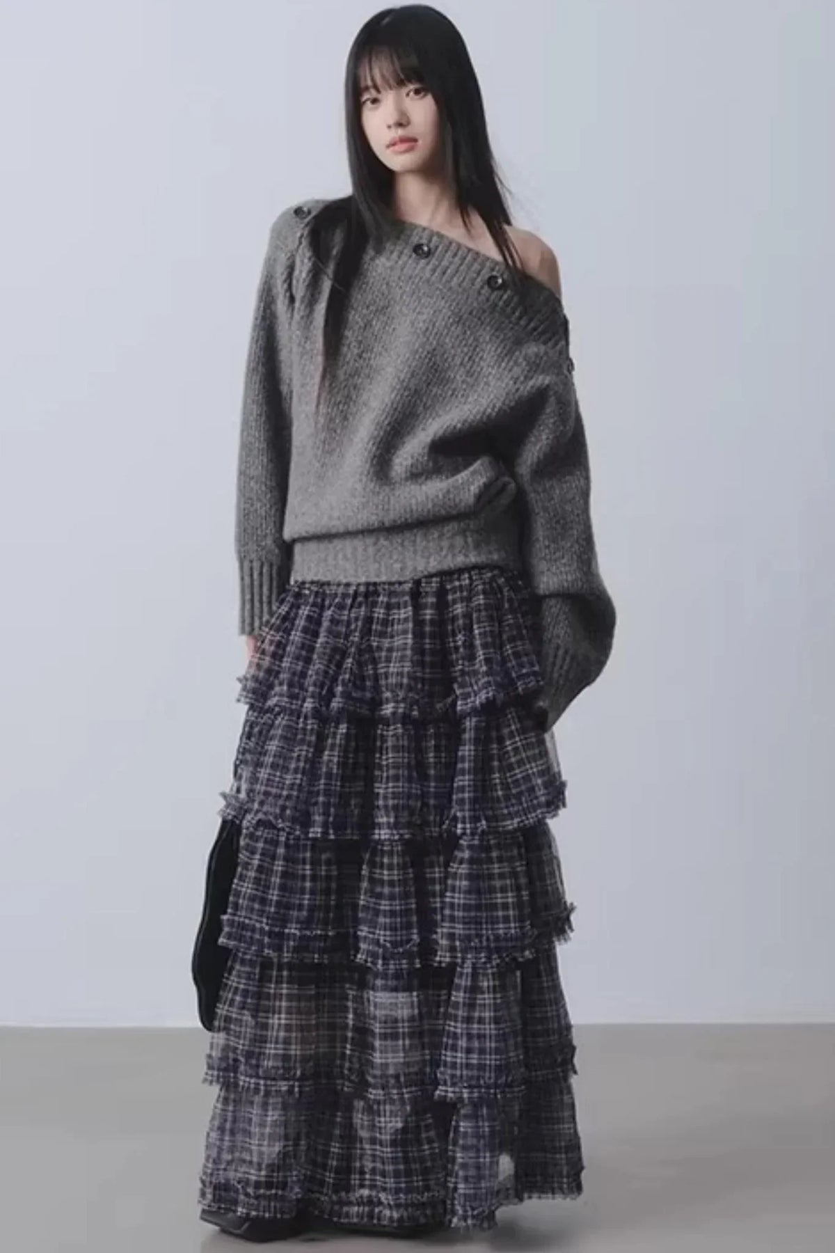 Plaid Mesh Patchwork Skirt