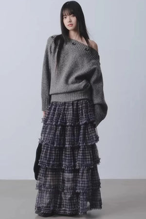 Plaid Mesh Patchwork Skirt