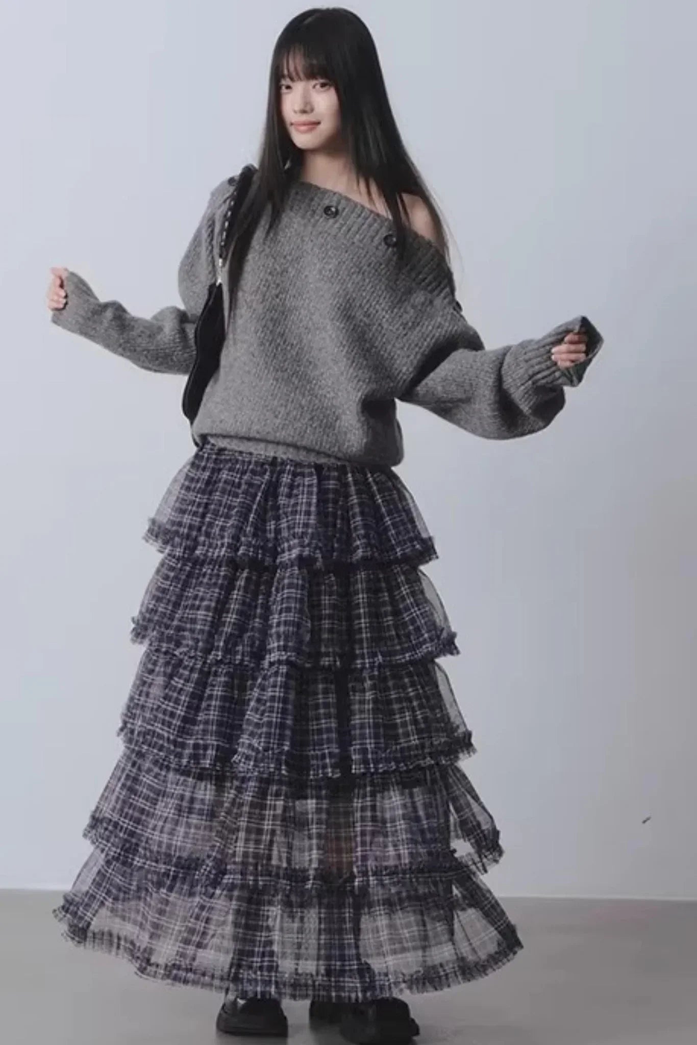 Plaid Mesh Patchwork Skirt