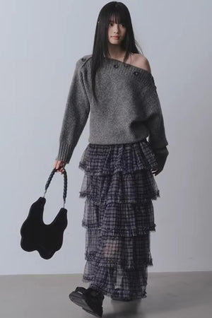 Plaid Mesh Patchwork Skirt