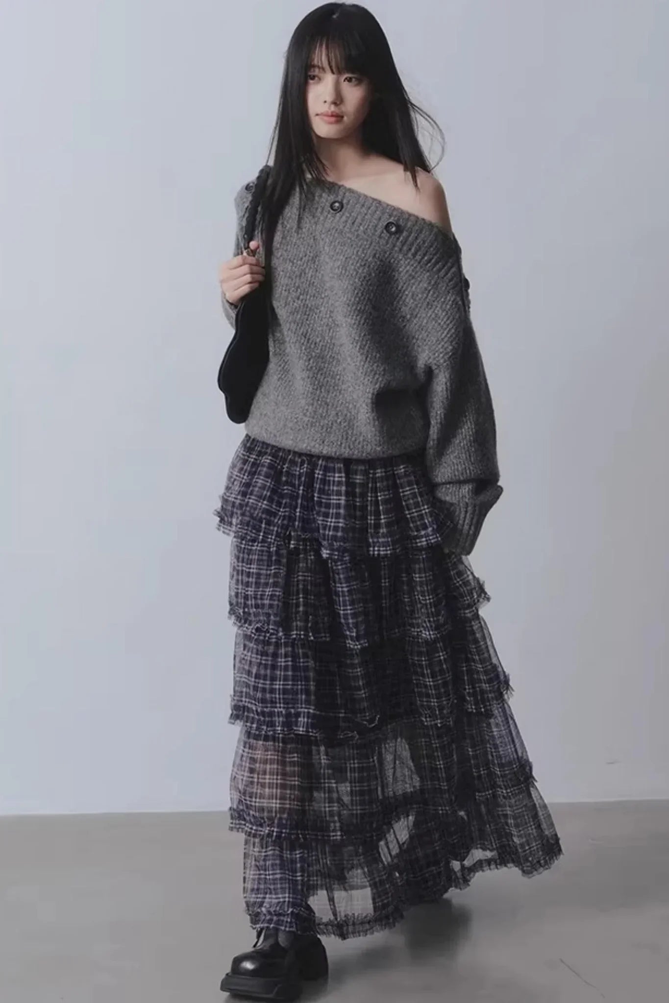 Plaid Mesh Patchwork Skirt