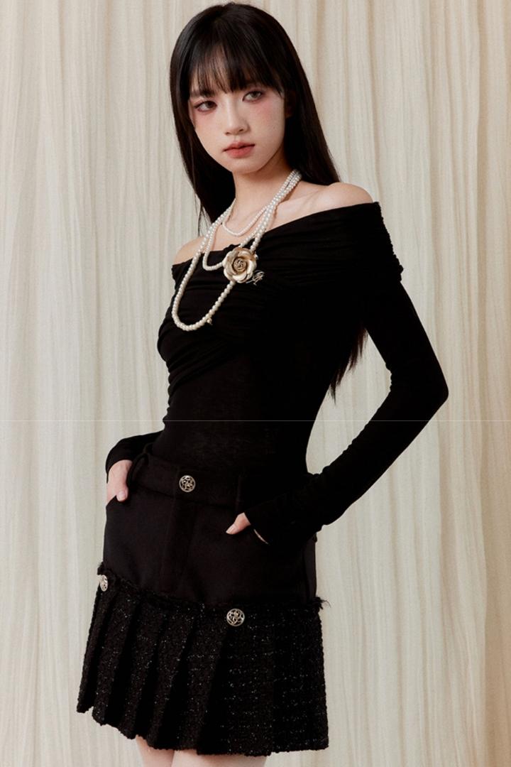 Plaid Metal Chain A-Line Skirt