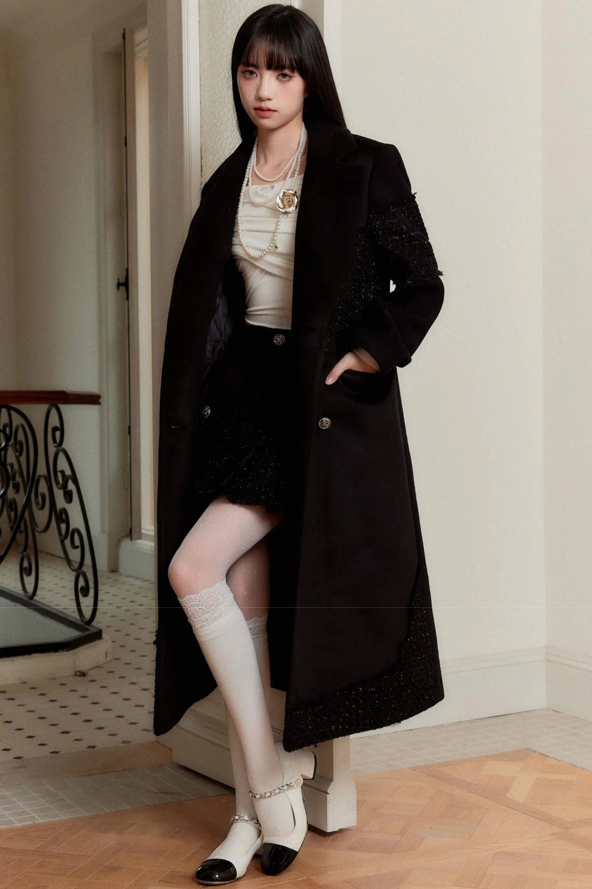 Plaid Metal Chain A-Line Skirt