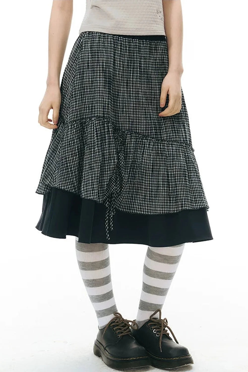 Plaid Multi-Layer Cake Skirt