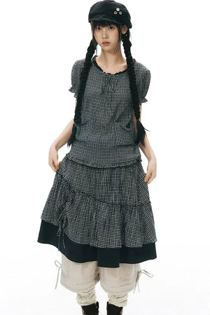 Plaid Multi-Layer Cake Skirt