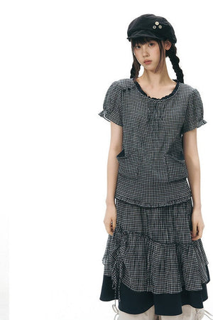 Plaid Multi-Layer Cake Skirt