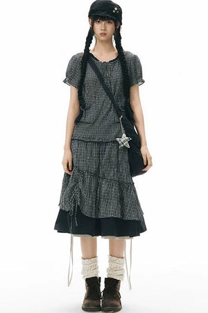 Plaid Multi-Layer Cake Skirt