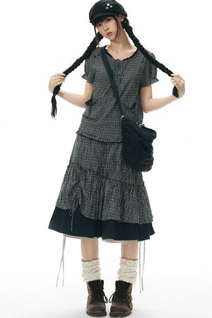 Plaid Multi-Layer Cake Skirt