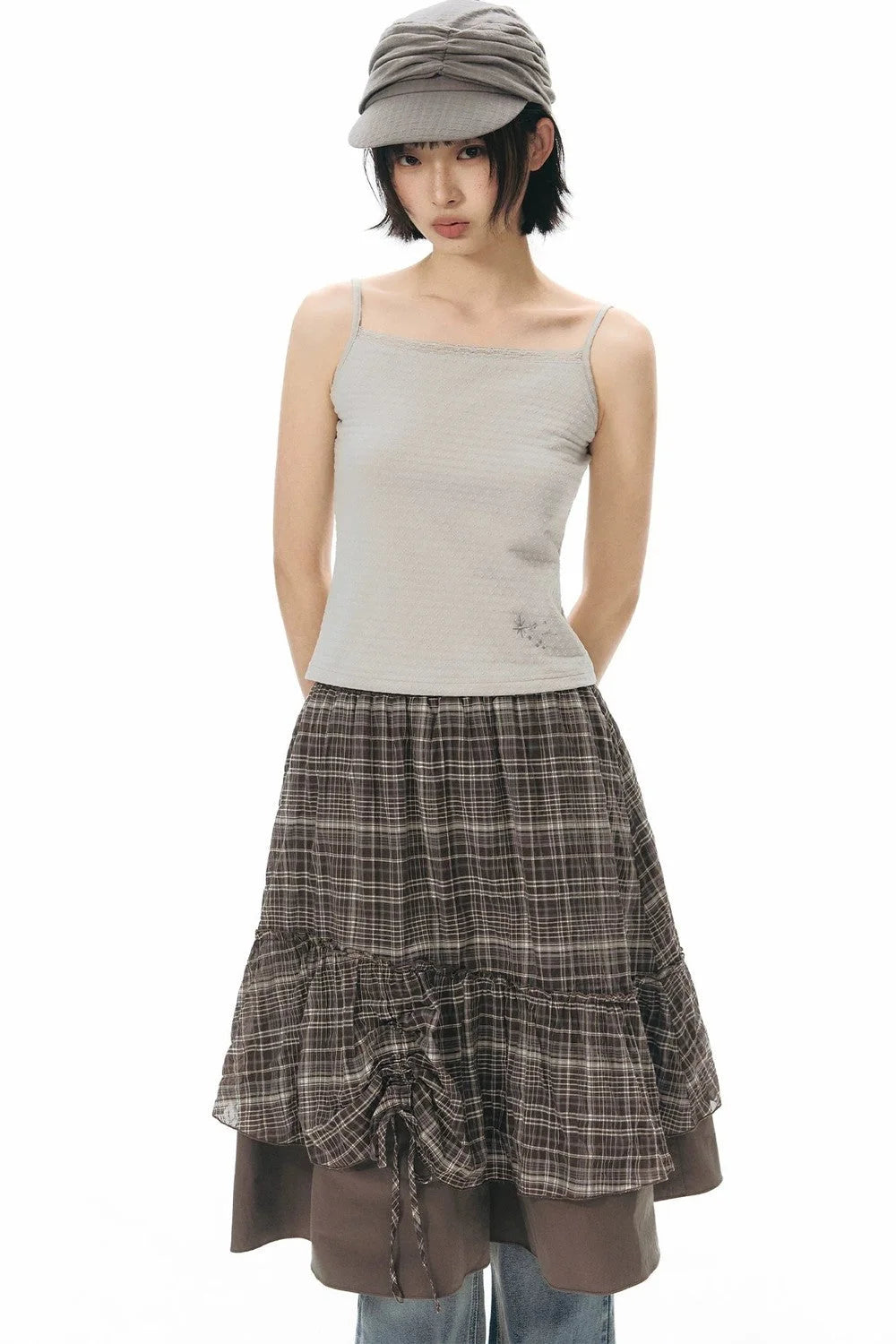 Plaid Multi-Layer Cake Skirt