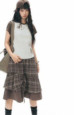 Plaid Multi-Layer Cake Skirt
