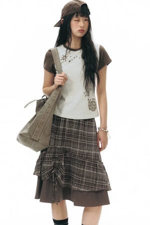 Plaid Multi-Layer Cake Skirt