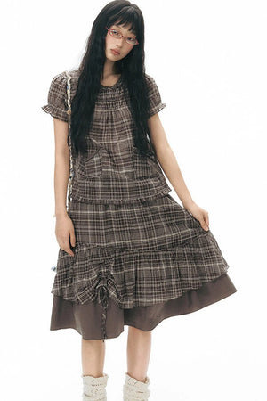 Plaid Multi-Layer Cake Skirt