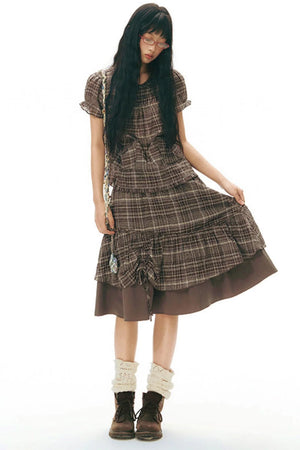 Plaid Multi-Layer Cake Skirt