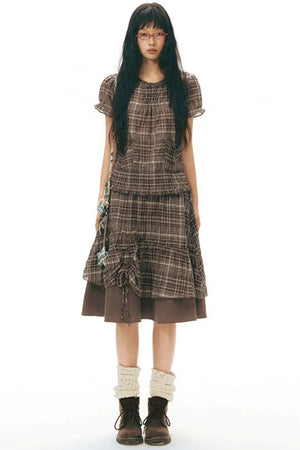 Plaid Multi-Layer Cake Skirt