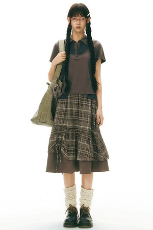 Plaid Multi-Layer Cake Skirt