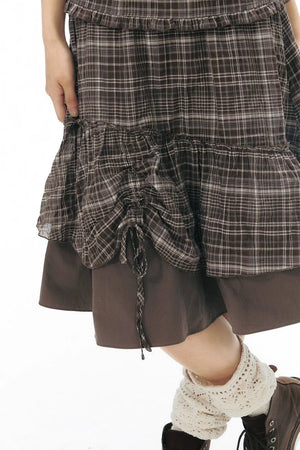 Plaid Multi-Layer Cake Skirt