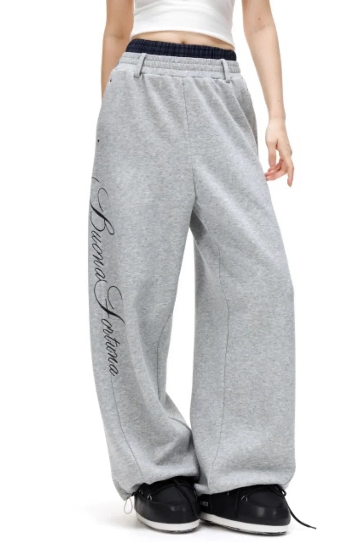 Plaid Patchwork Fleece-Lined Pants