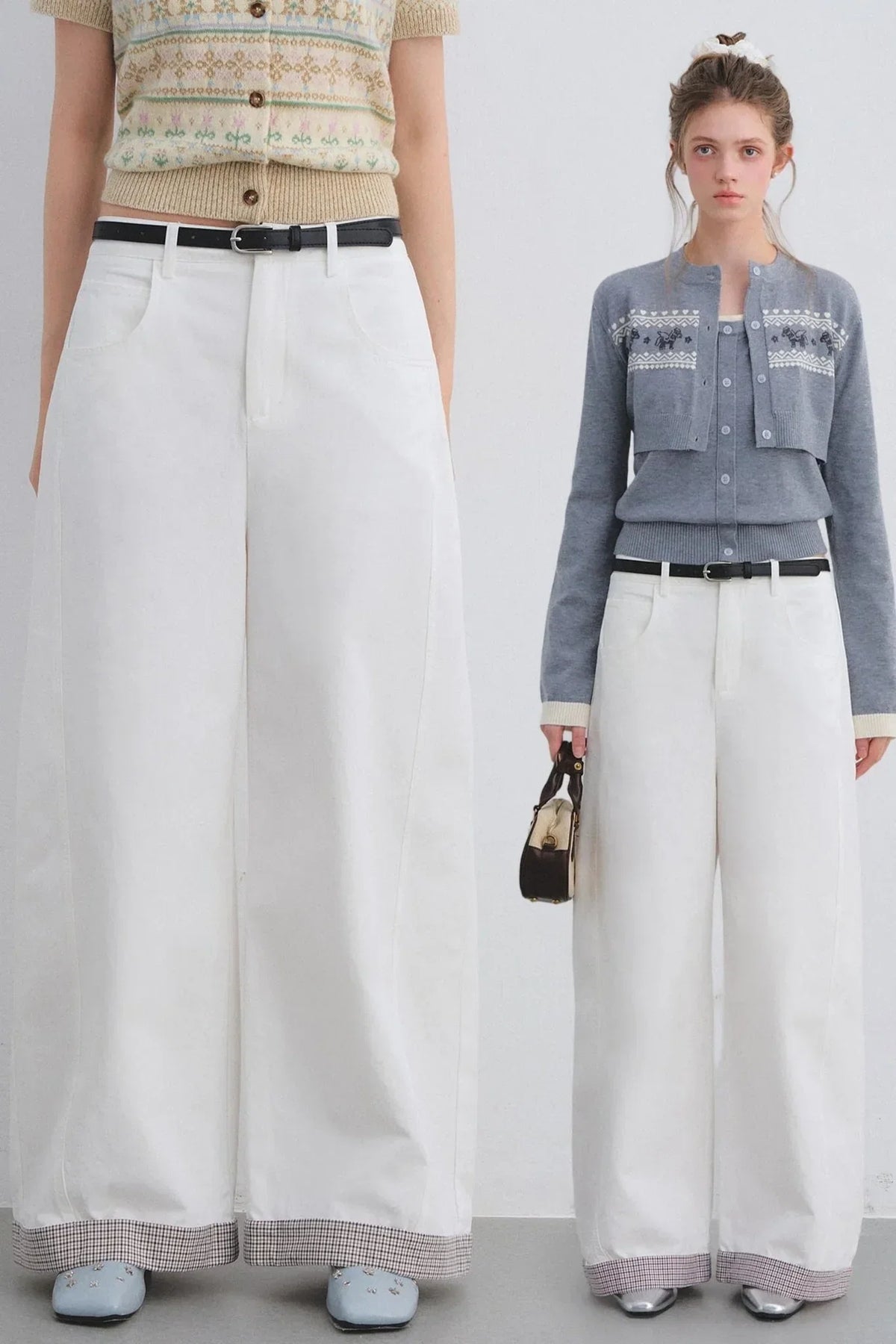 Plaid Patchwork High-Waisted Pants