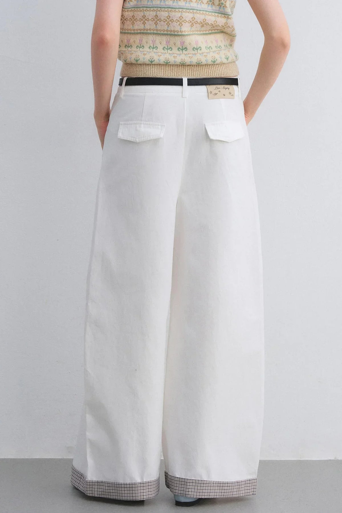 Plaid Patchwork High-Waisted Pants