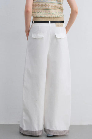Plaid Patchwork High-Waisted Pants