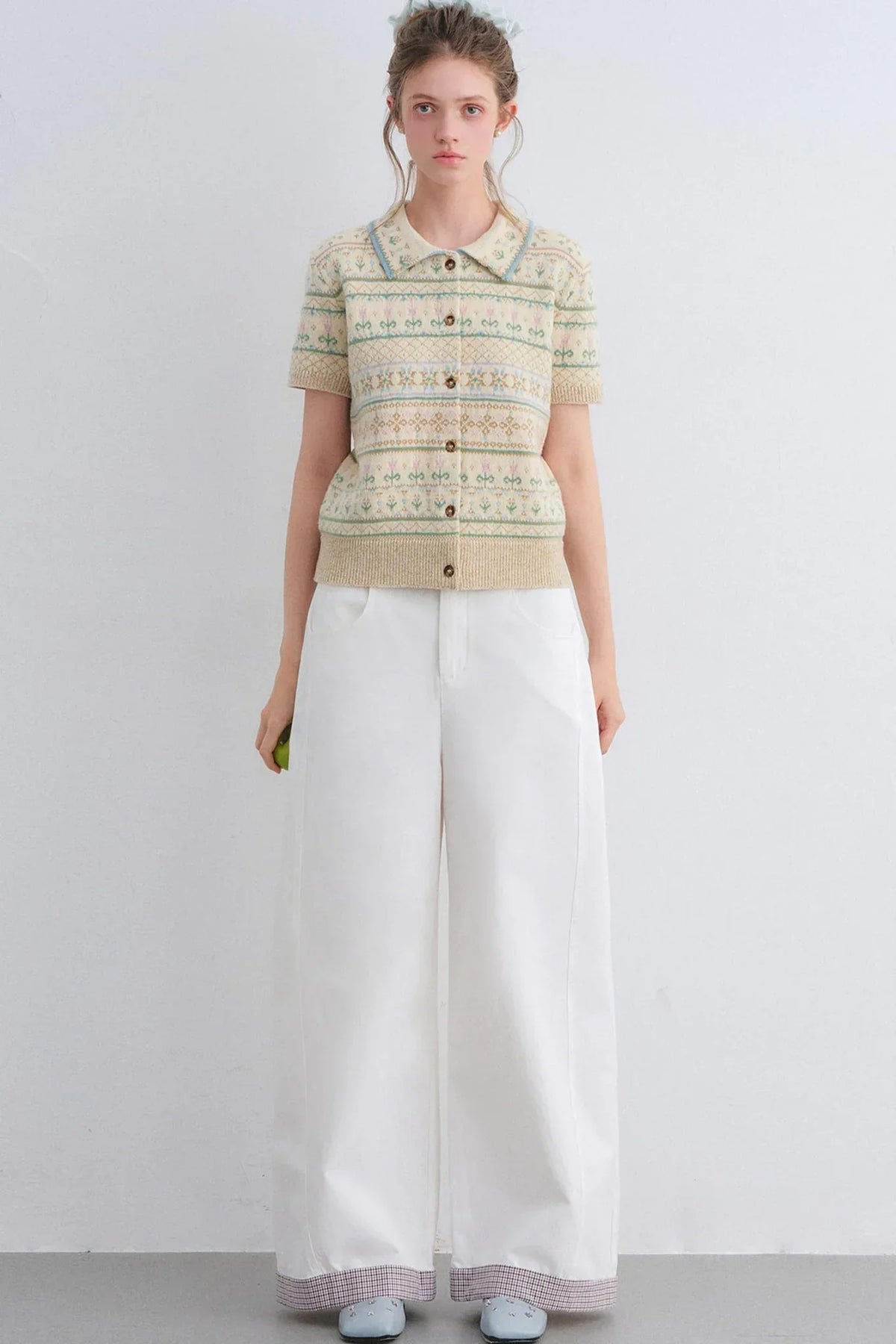 Plaid Patchwork High-Waisted Pants