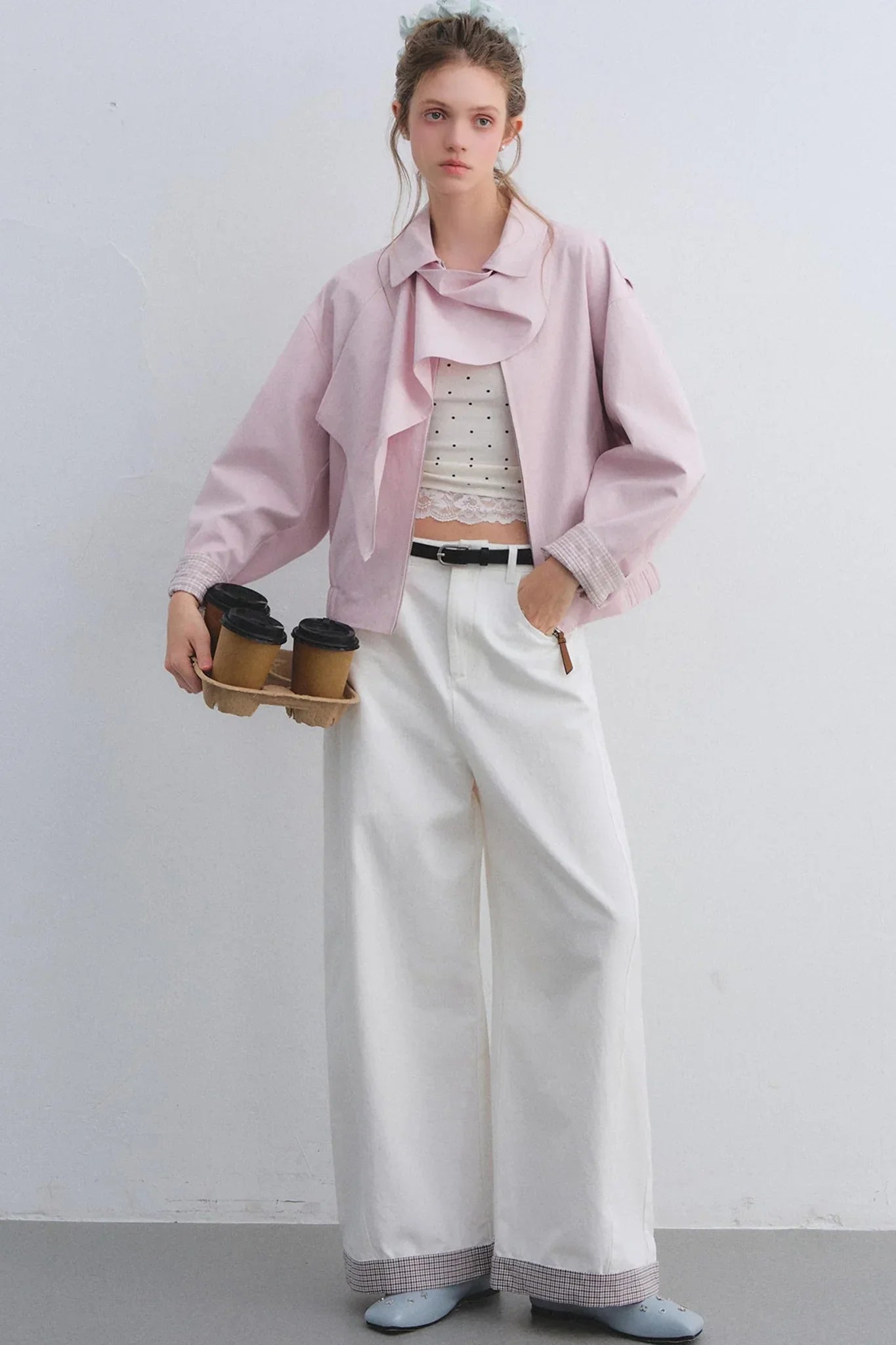 Plaid Patchwork High-Waisted Pants