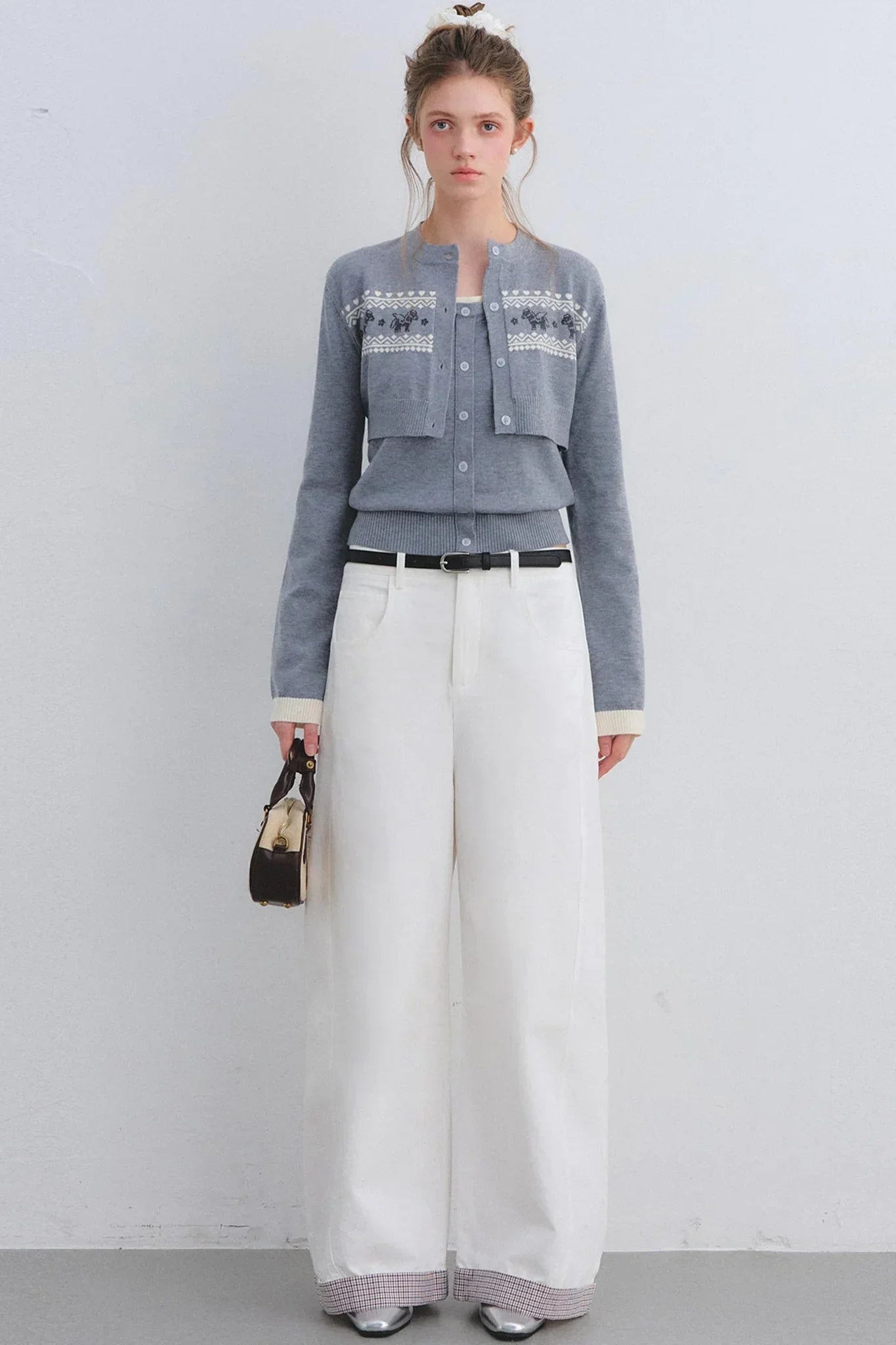 Plaid Patchwork High-Waisted Pants