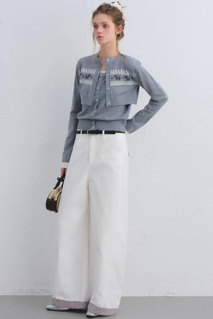 Plaid Patchwork High-Waisted Pants