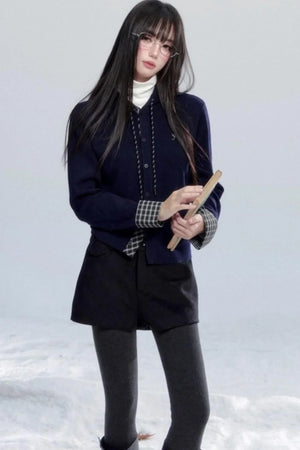Plaid Patchwork Hooded Cardigan
