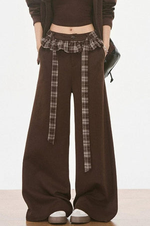 Plaid Patchwork Hooded Sweatshirt and Sweatpants Set-Up