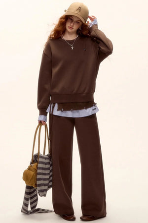 Plaid Patchwork Knit Sweater Set-Up