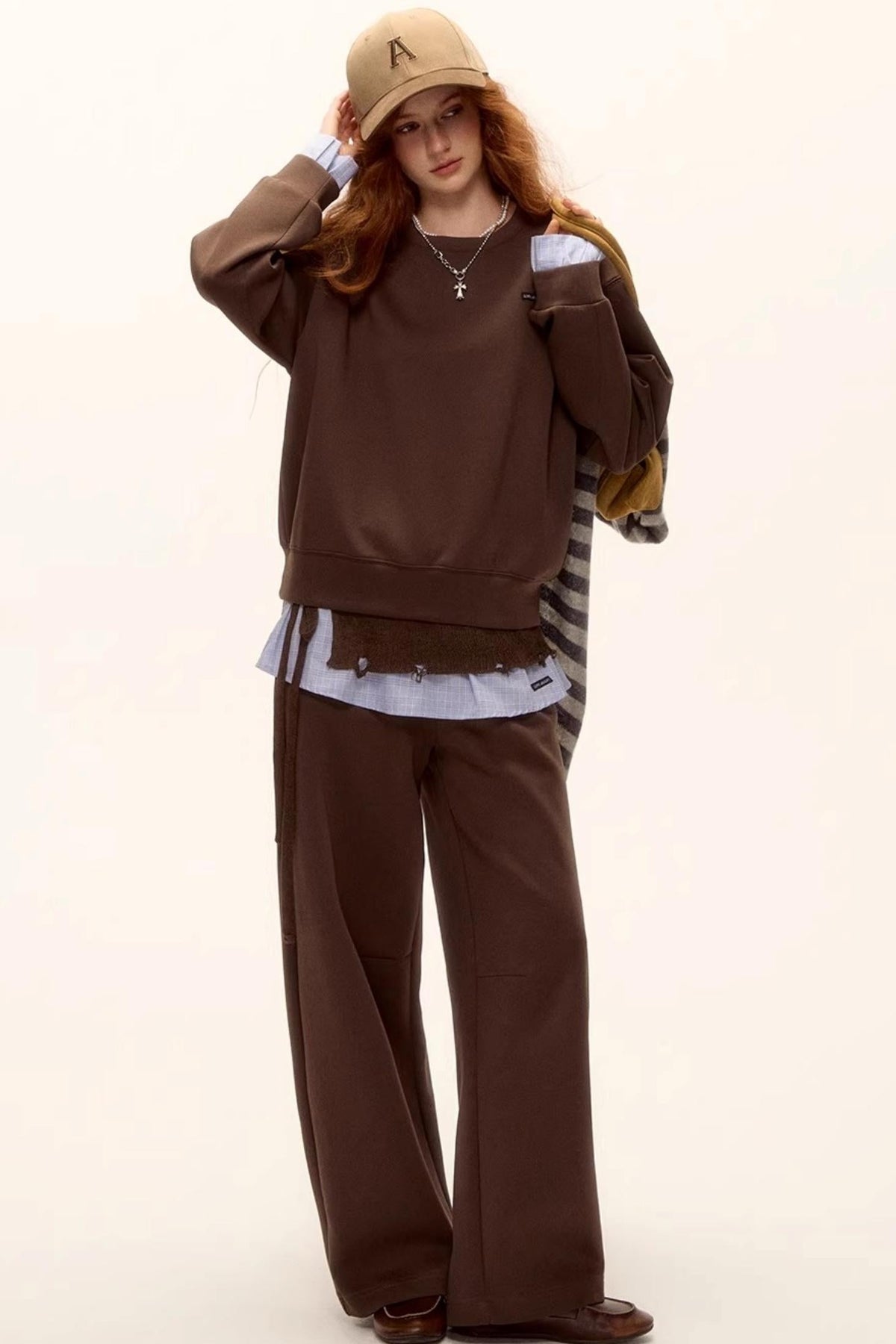 Plaid Patchwork Knit Sweater Set-Up