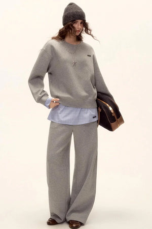Plaid Patchwork Knit Sweater Set-Up