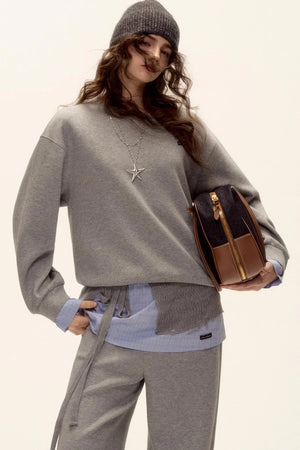 Plaid Patchwork Knit Sweater Set-Up