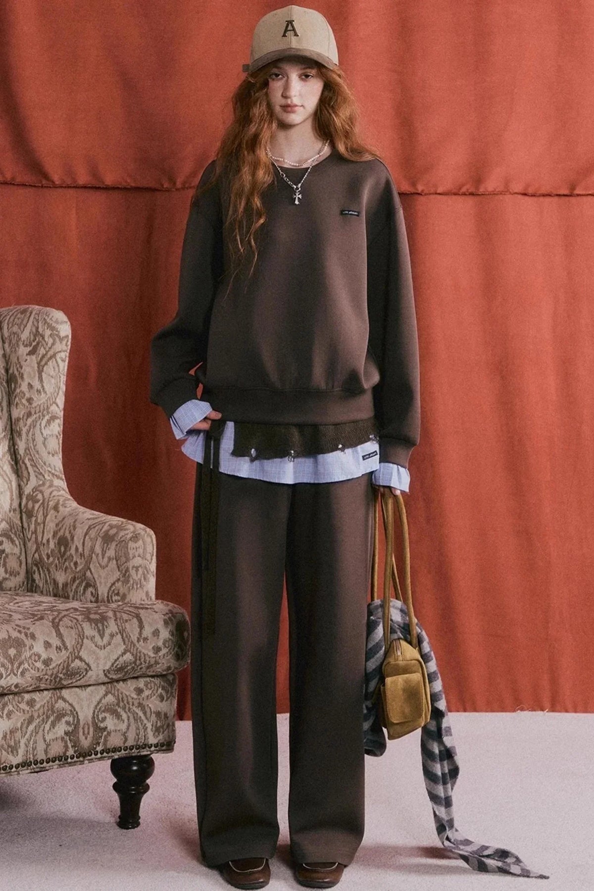 Plaid Patchwork Knit Sweater Set-Up