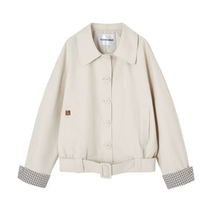 Plaid Patchwork Lapel Buttoned Jacket