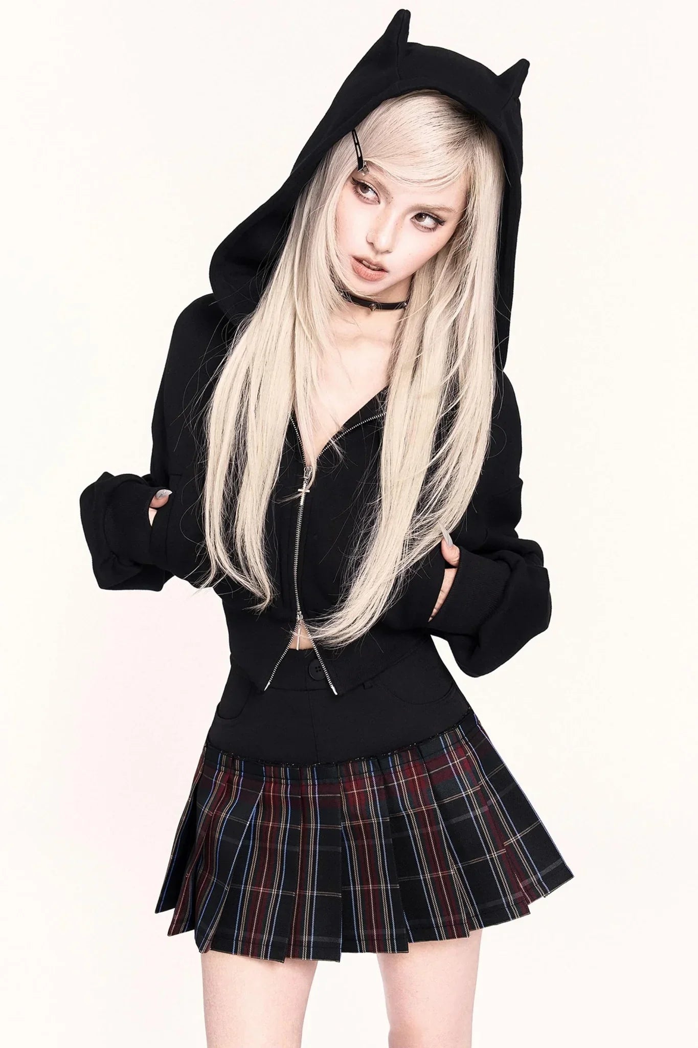 Plaid Patchwork Pleated Skirt