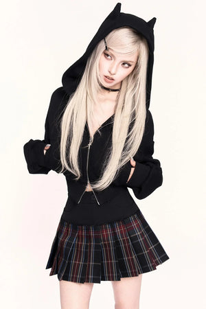 Plaid Patchwork Pleated Skirt