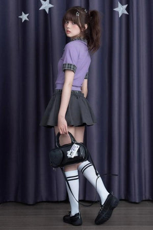 Plaid Patchwork Slim Fit Tee