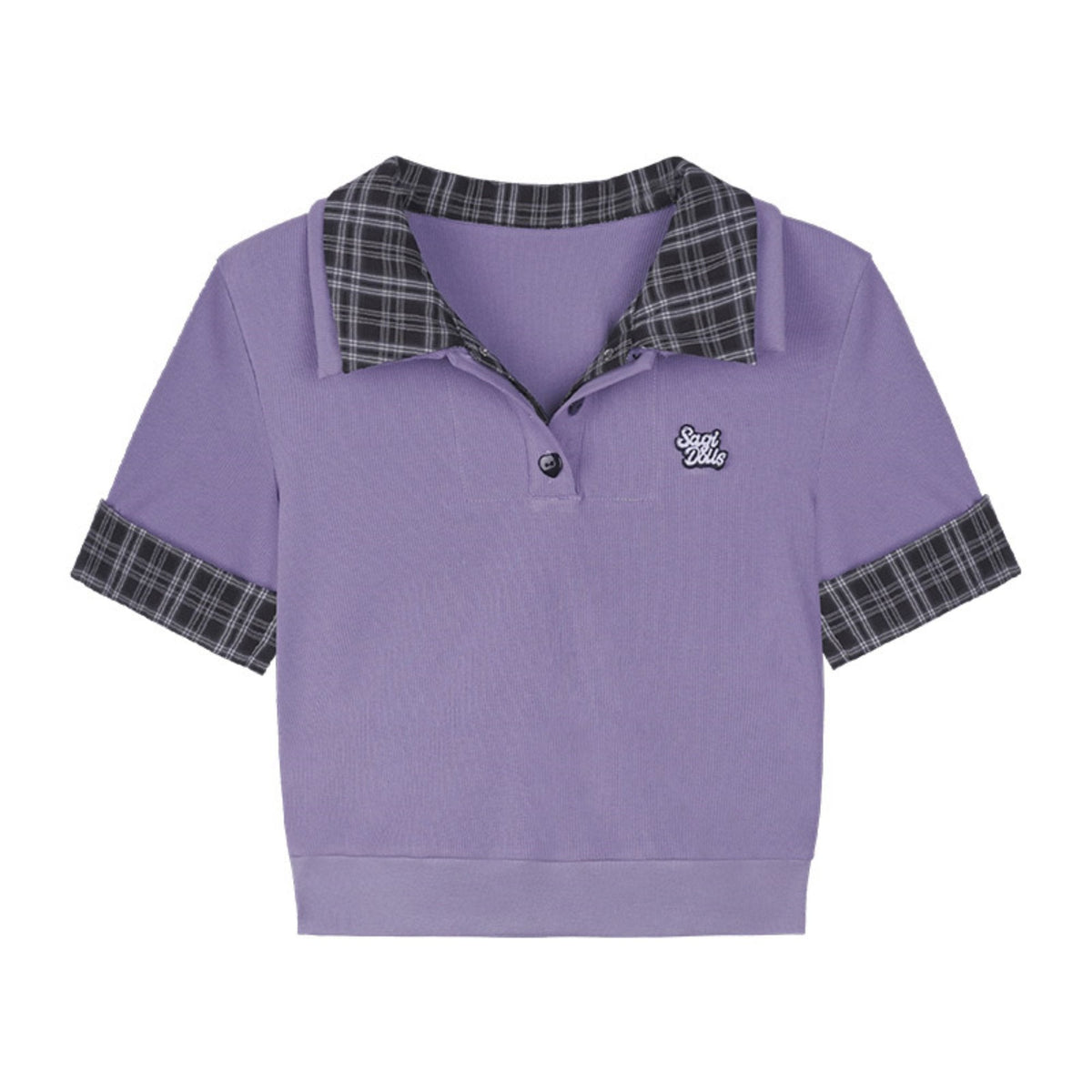 Plaid Patchwork Slim Fit Tee