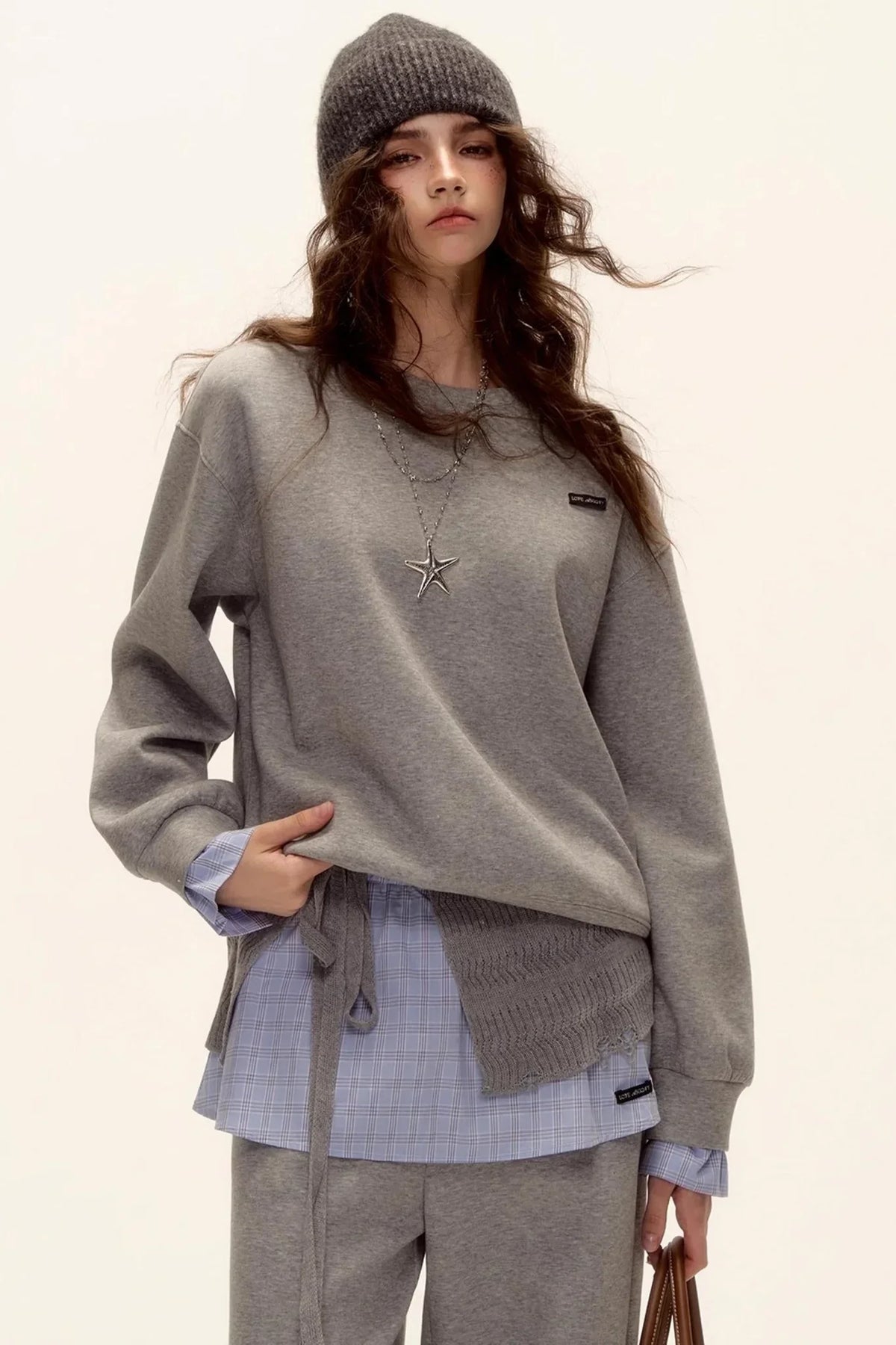 Plaid Patchwork Sweater Set-Up